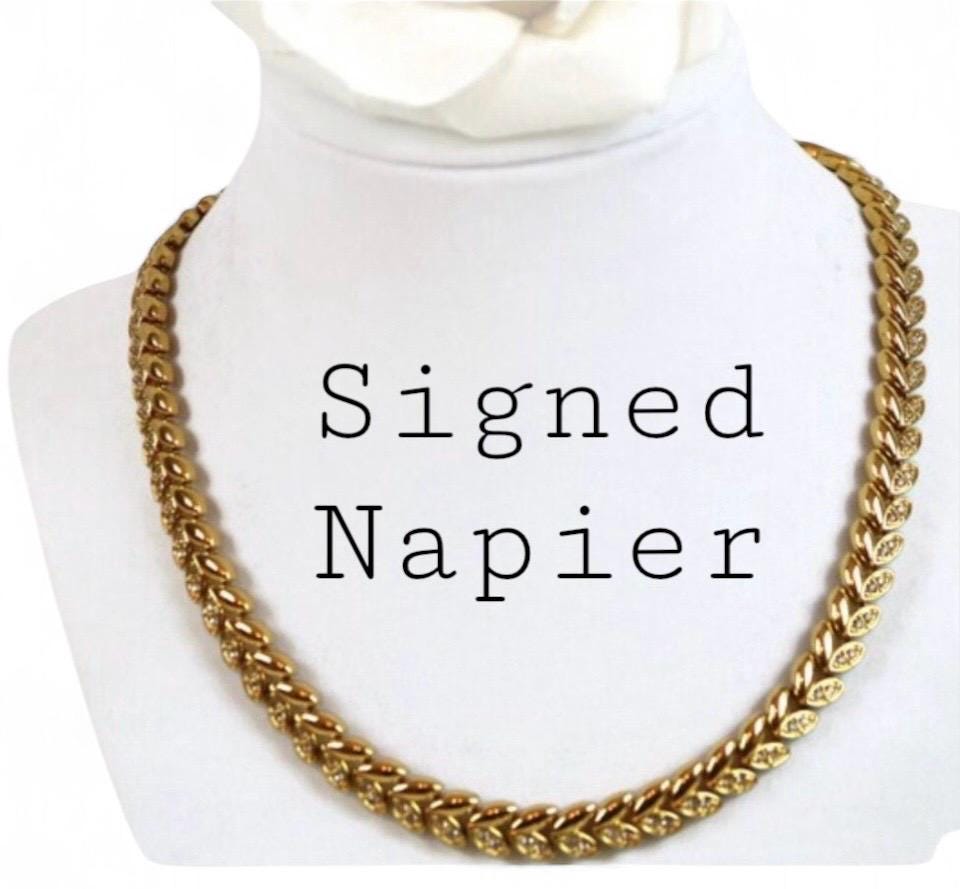 NAPIER Gold Plated floral chain with Rhinestones n