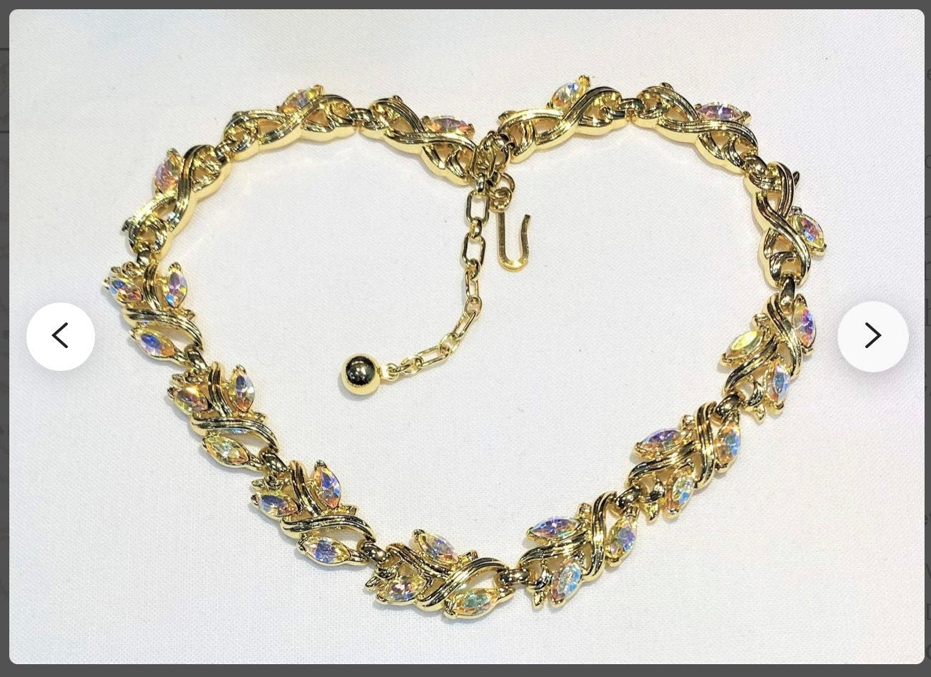 Wonderful Vintage Crown Trifari Marquise AB Rhinestone Suite
