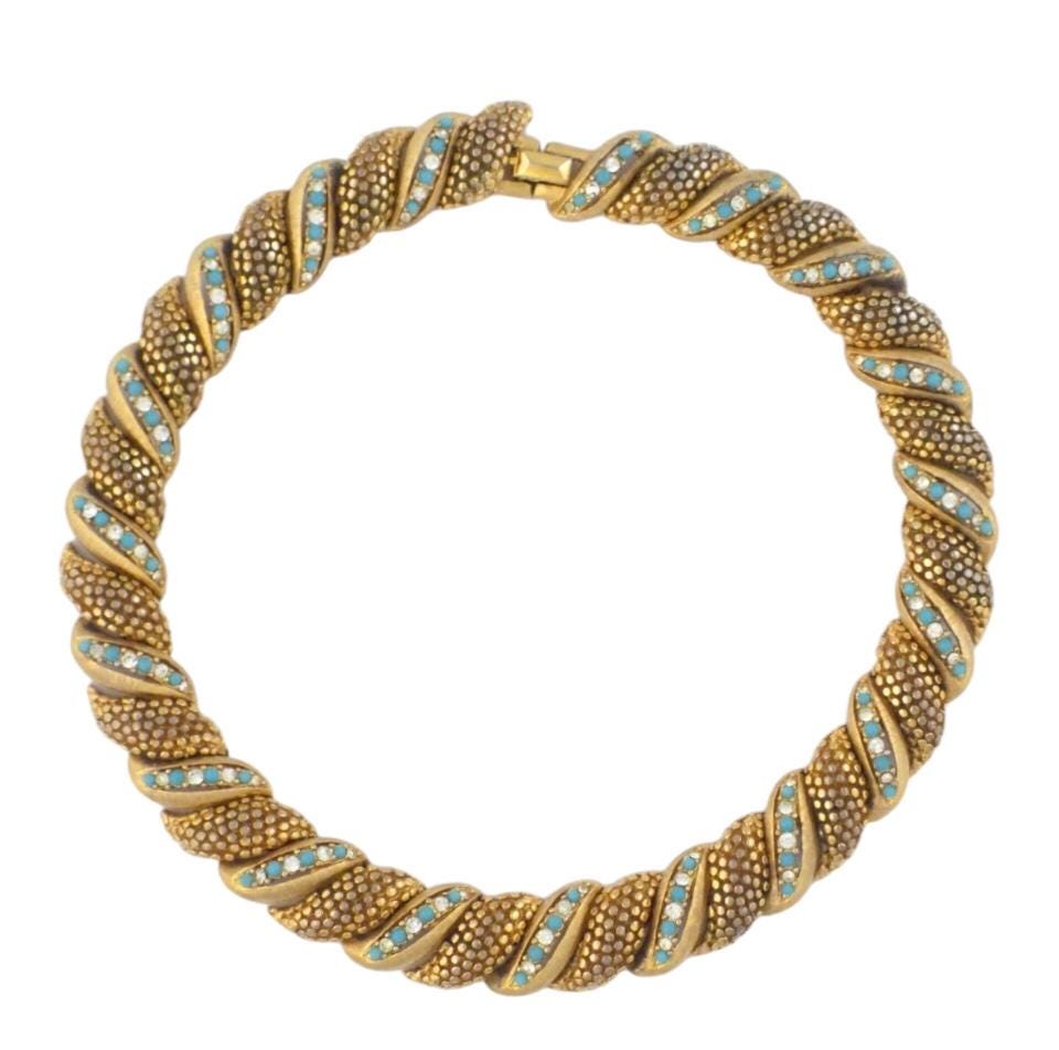 Vintage MARCEL BOUCHER Multistone Gold Tone Choker Necklace Circa 1960s