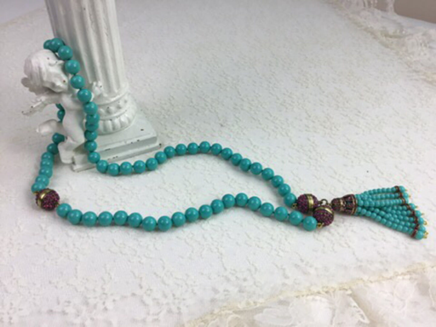 Vintage Faux turquoise Bead Necklace ,Gift for Her, Gifts for Mom, Custom Jewelry, Gifts