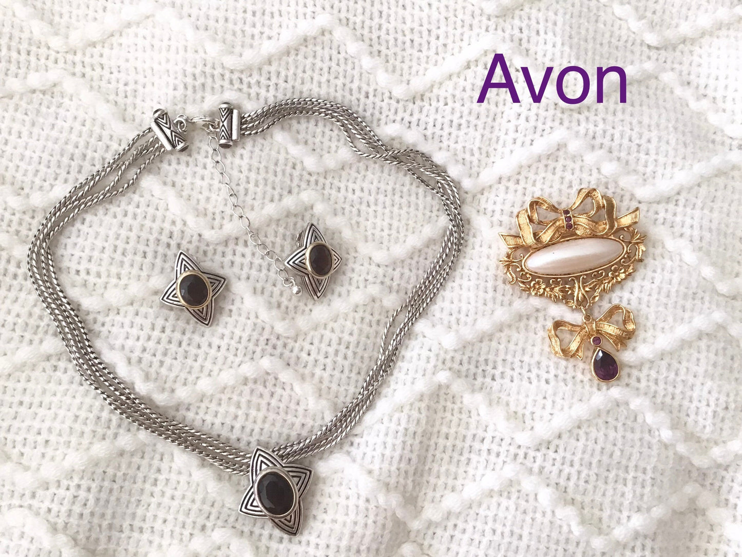 Vintage Avon Jewelry Lot, Necklace Earring Sets,  Brooch