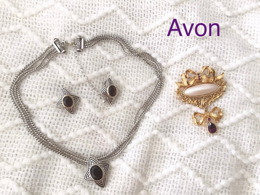 Vintage Avon Jewelry Lot, Necklace Earring Sets,  Brooch