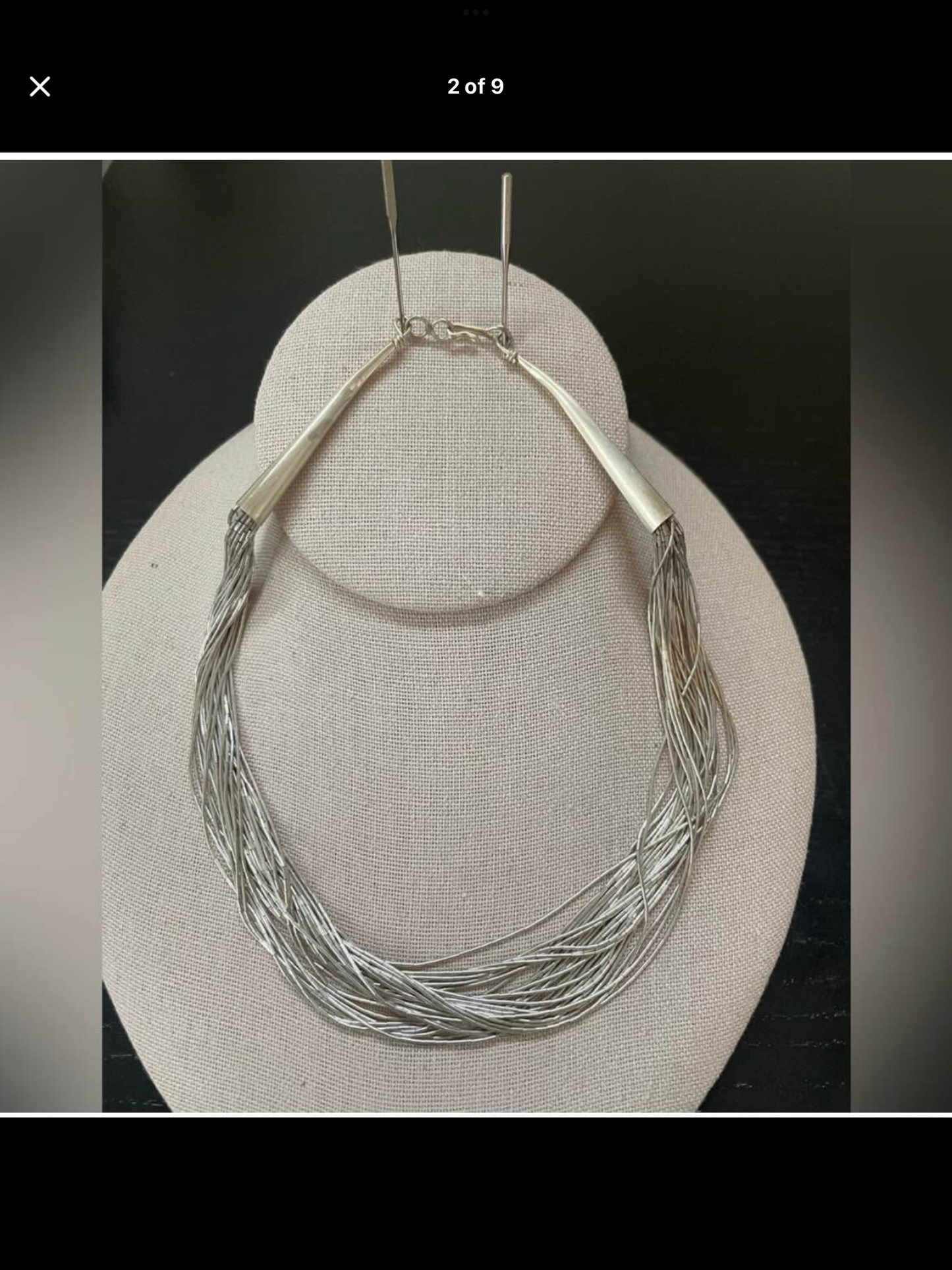 ❤️ **Vintage 30 Strand Rare Navajo Liquid Silver Chain Sterling Silver 15” Collar Necklace**