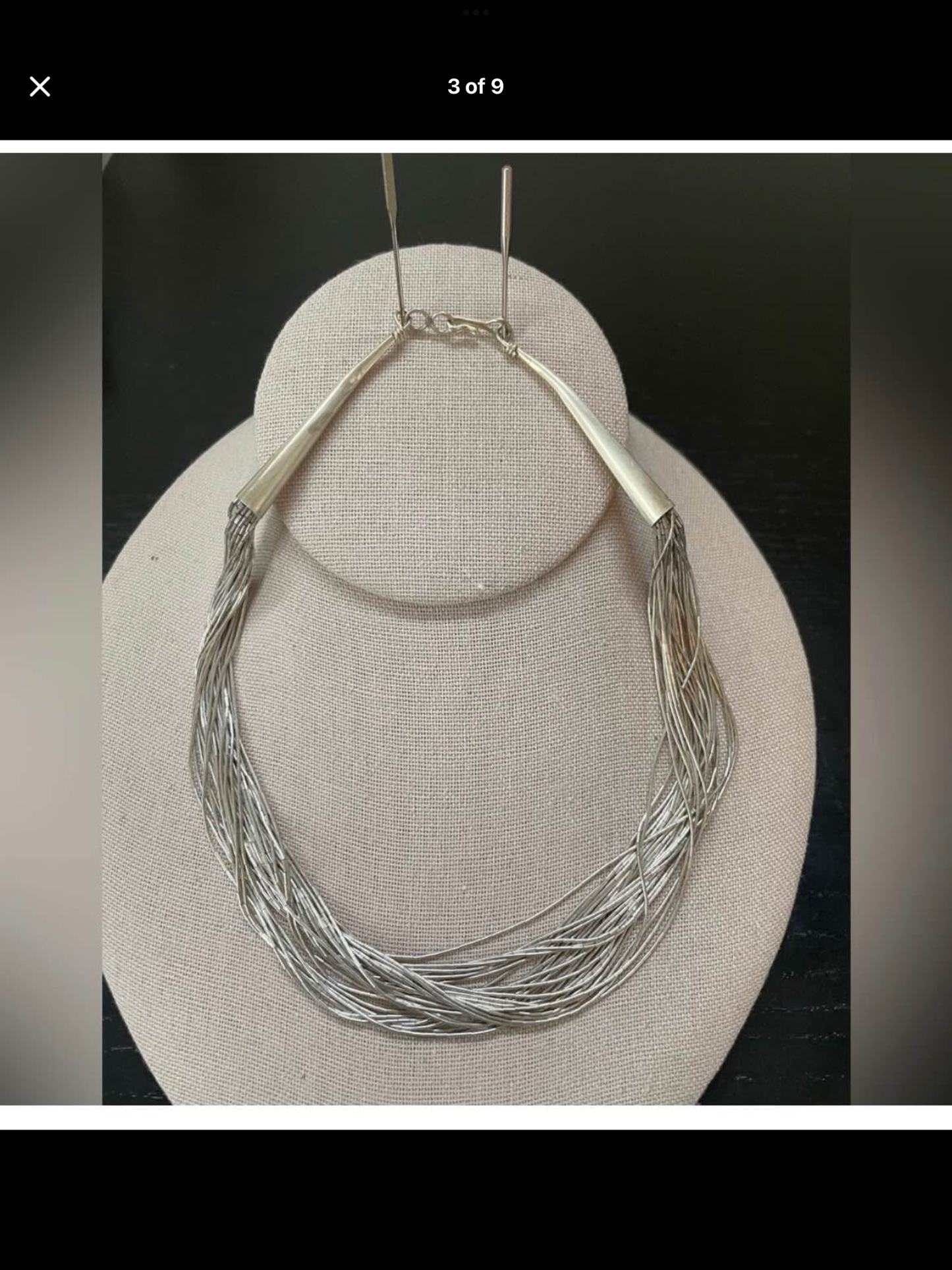 ❤️ **Vintage 30 Strand Rare Navajo Liquid Silver Chain Sterling Silver 15” Collar Necklace**