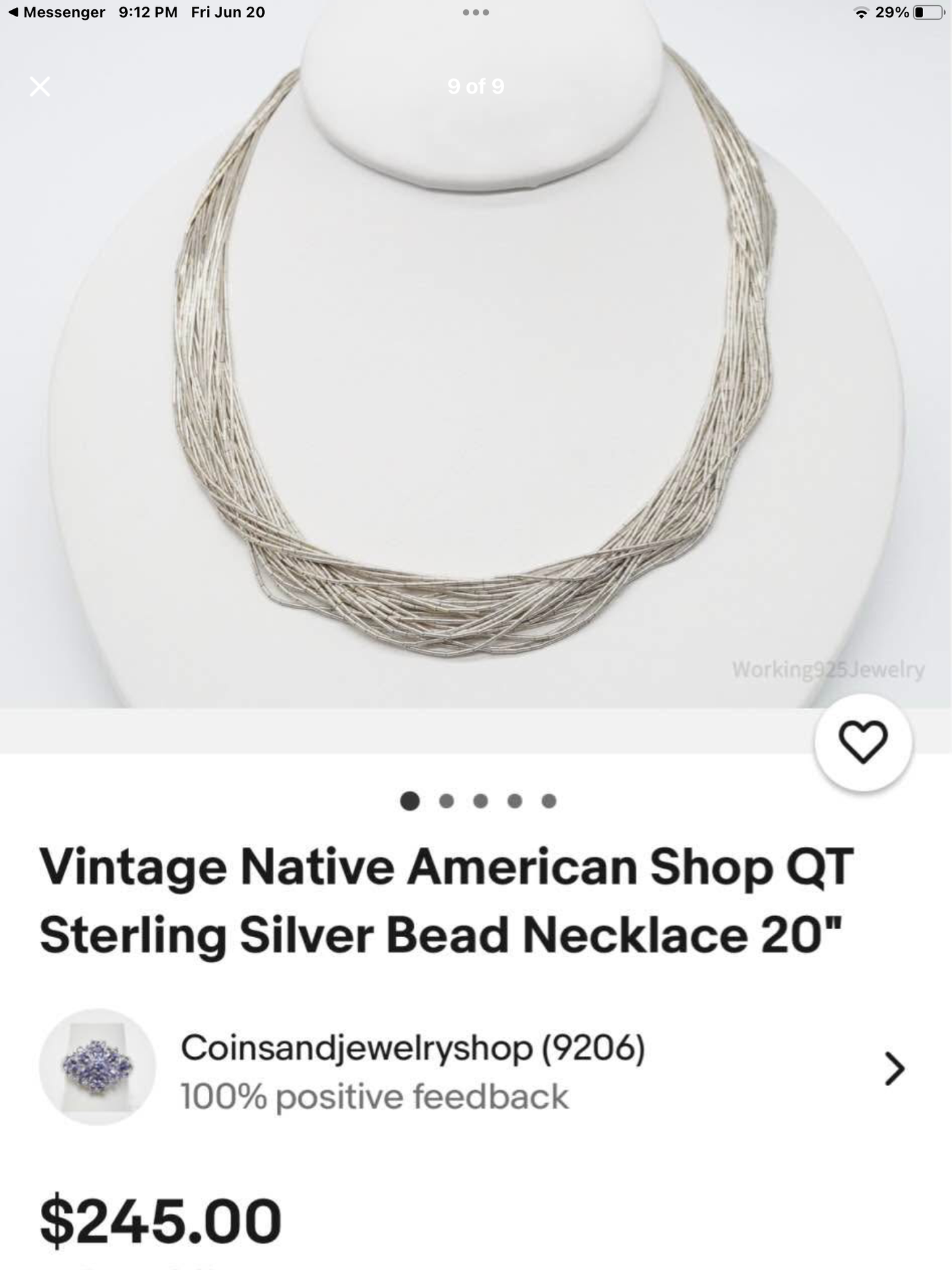 ❤️ **Vintage 30 Strand Rare Navajo Liquid Silver Chain Sterling Silver 15” Collar Necklace**