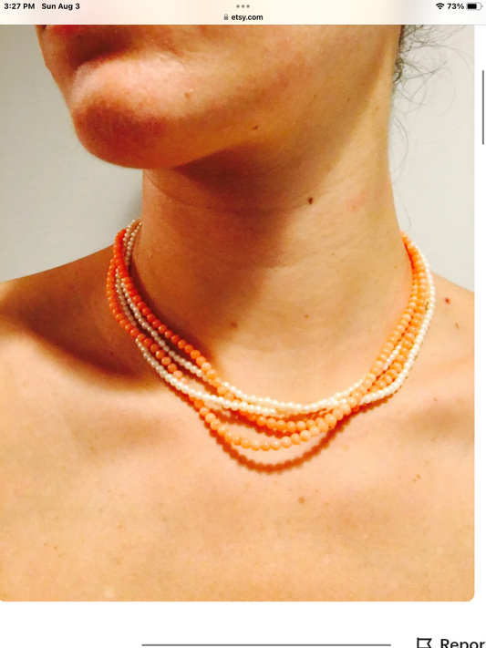 Vintage coral and pearl necklace