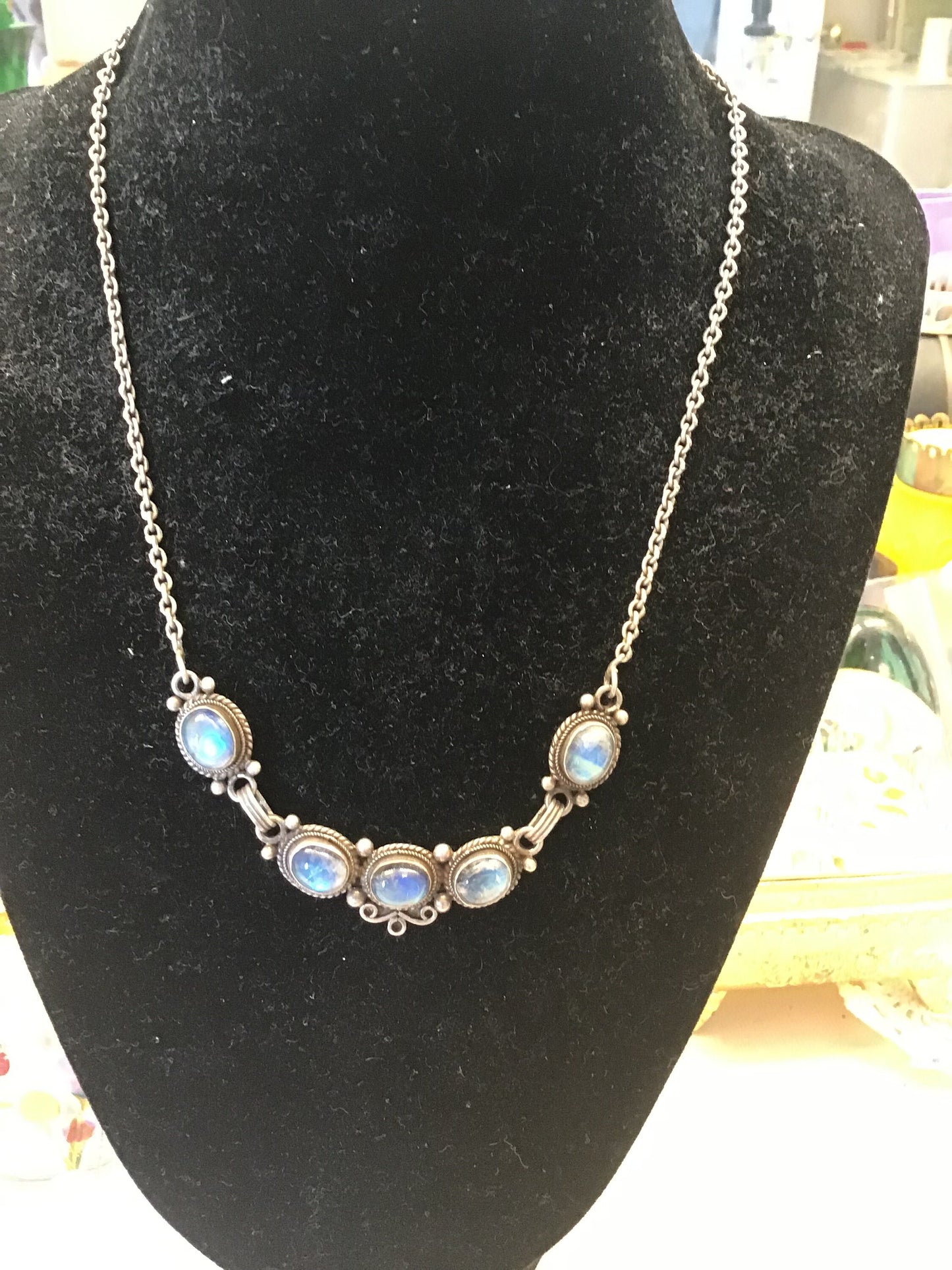 Vintage Labradorite Necklace - 925 Sterling Silver - Unique and Ethnically Inspired