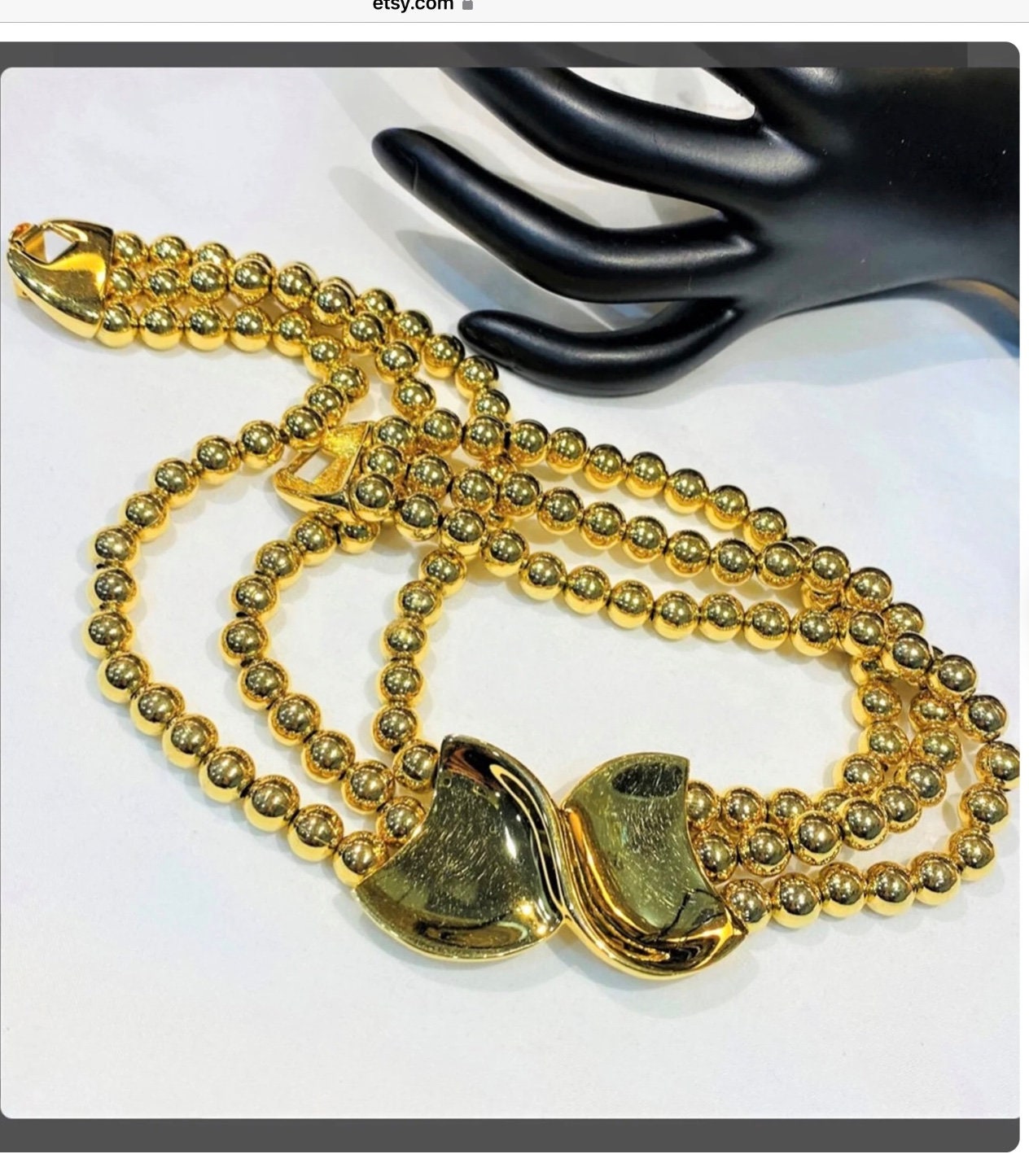 Superb Heavy NAPIER BOW  Gold Metal Bib Collar Choker Necklace