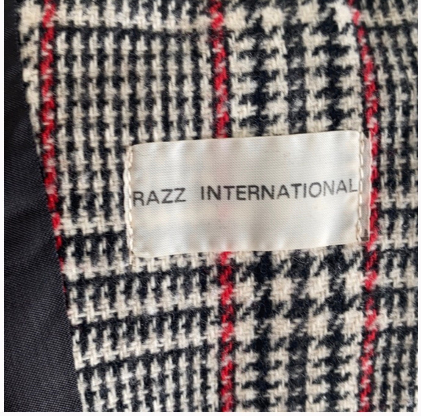 Vintage Houndstooth Plaid Wool Blend Blazer