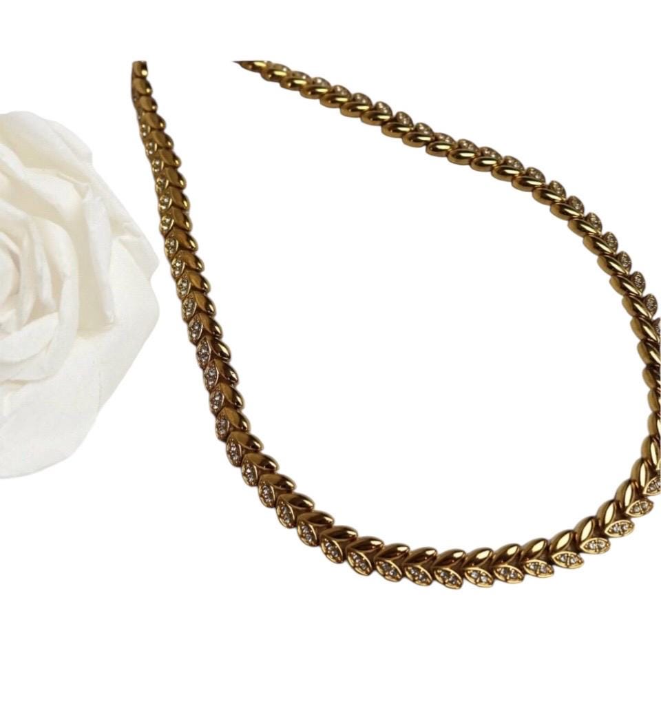 NAPIER Gold Plated floral chain with Rhinestones n