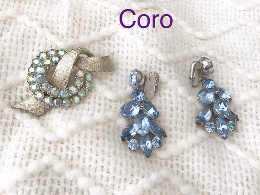 Vintage Coro Jewelry Lot, Earring and  Brooch