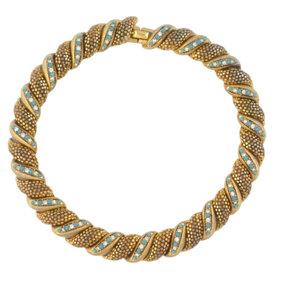 Vintage MARCEL BOUCHER Multistone Gold Tone Choker Necklace Circa 1960s