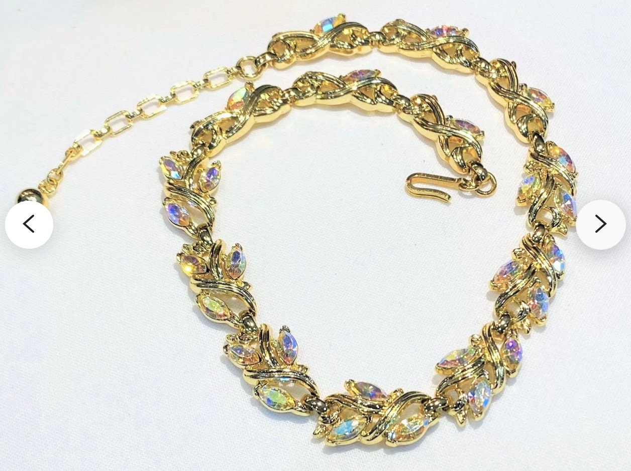 Wonderful Vintage Crown Trifari Marquise AB Rhinestone Suite