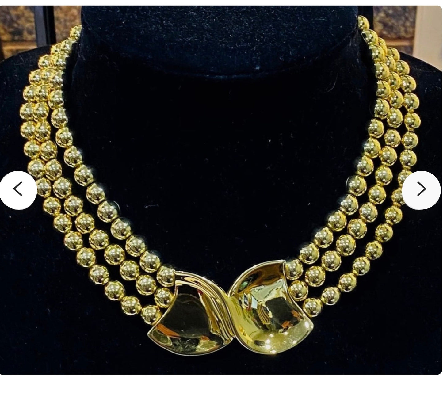 Superb Heavy NAPIER BOW  Gold Metal Bib Collar Choker Necklace