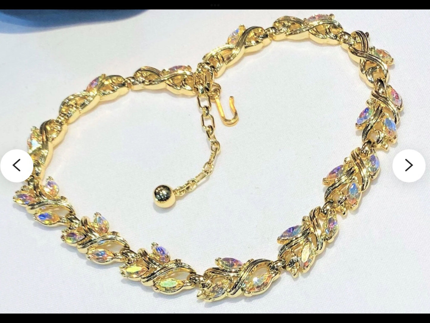 Glamorous Crown Trifari Marquise Crystal  Demi-parure/Necklace and Bracelet Set ,Circa 1960s