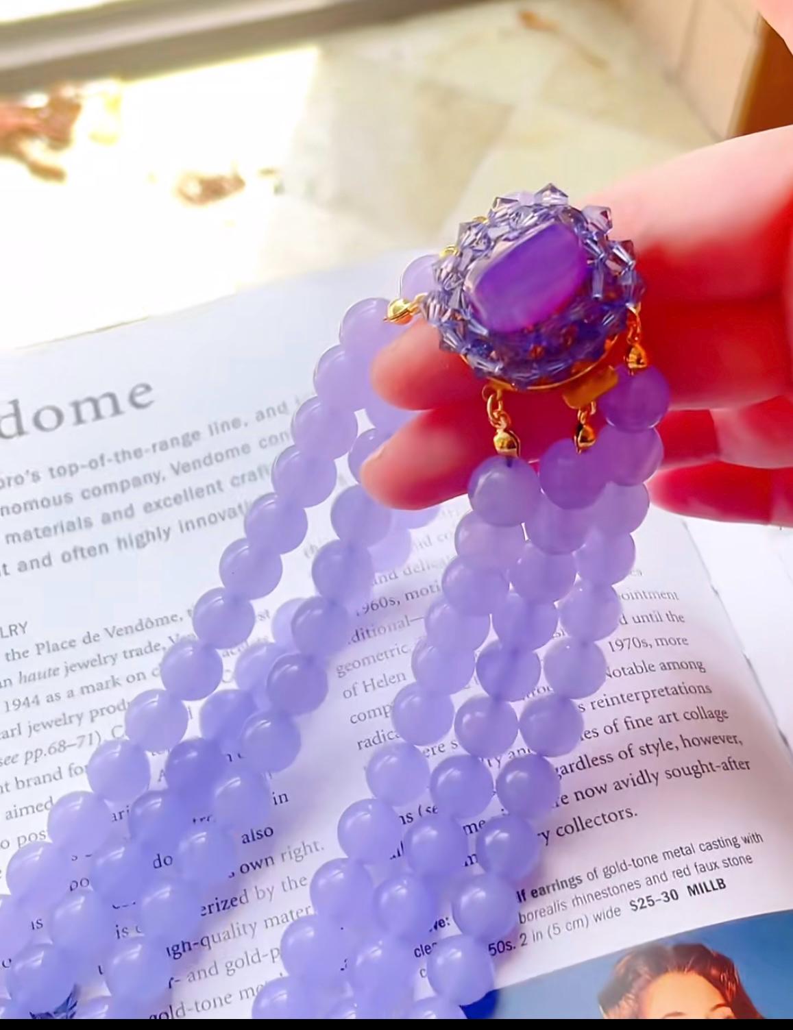 Vintage Natural Chalcedony Bead Estate Jewelry Necklace - Made in France, Circa 1950