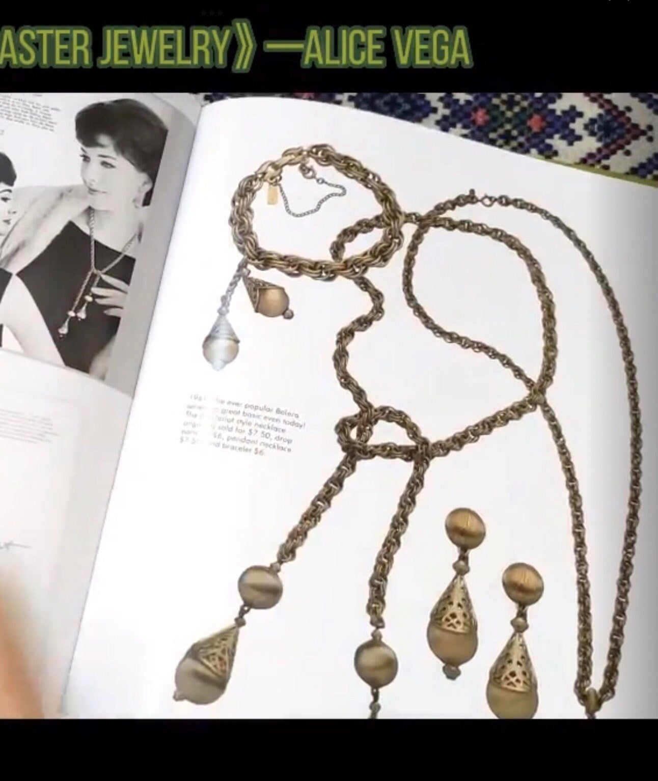 Wonderful Vintage Monet Bolero lariat  filigree  capped beads  link chain set,Book Pieces