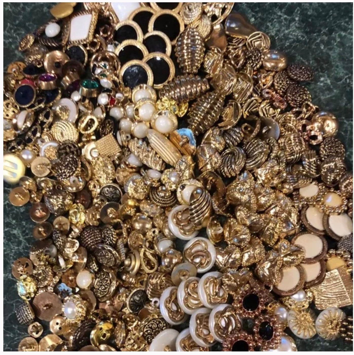 Lot of 200 Rare Vintage Old Metal, Rhinestone, Faux Pearl,Celluloid Buttons, Pretty Designs, Collectible Button Lot
