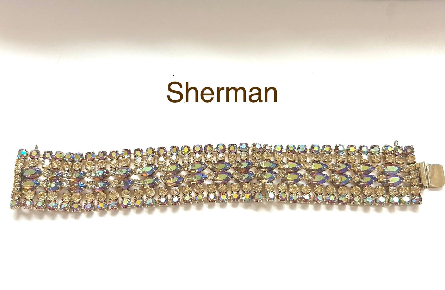 Elegant Charm: Signed SHERMAN Wide Bracelet