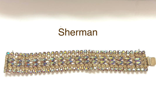 Elegant Charm: Signed SHERMAN Wide Bracelet