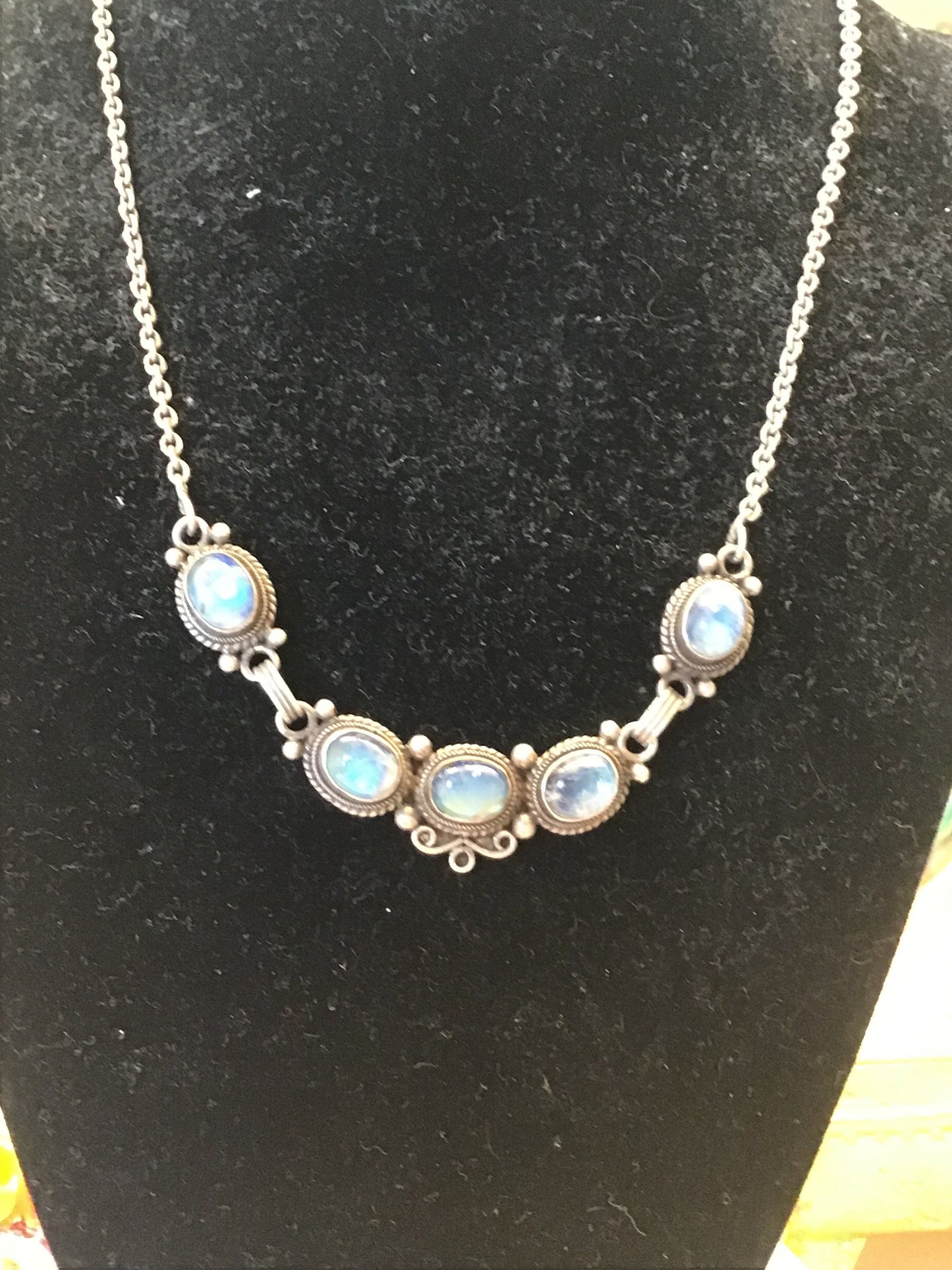 Vintage Labradorite Necklace - 925 Sterling Silver - Unique and Ethnically Inspired