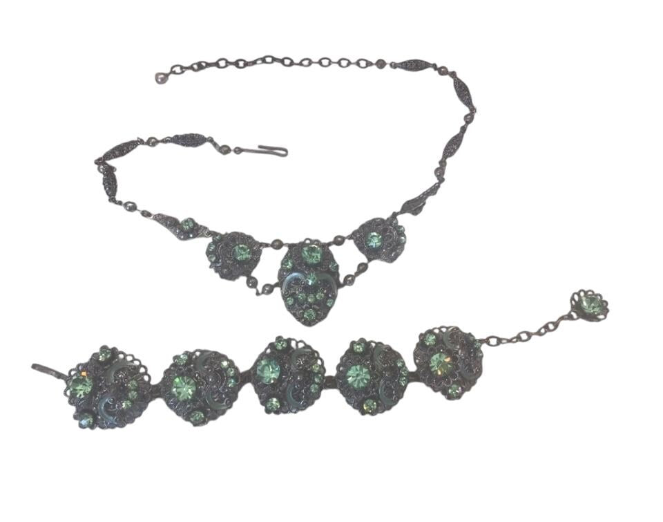 West German Vintage Art Deco Necklace and Bracelet Set