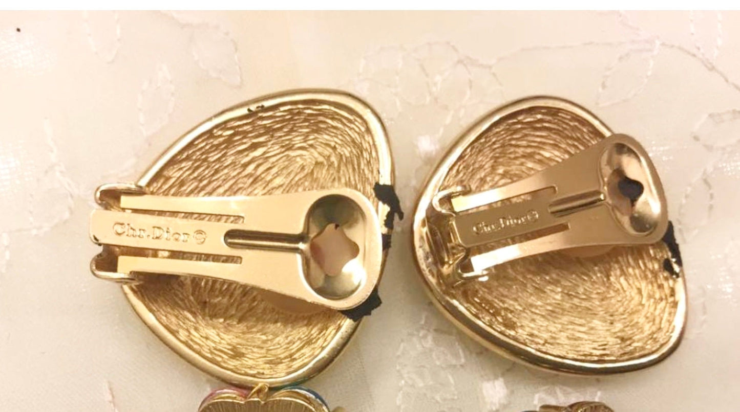 Vintage Christian Dior Clip on Earrings - Gold, Late 1960s