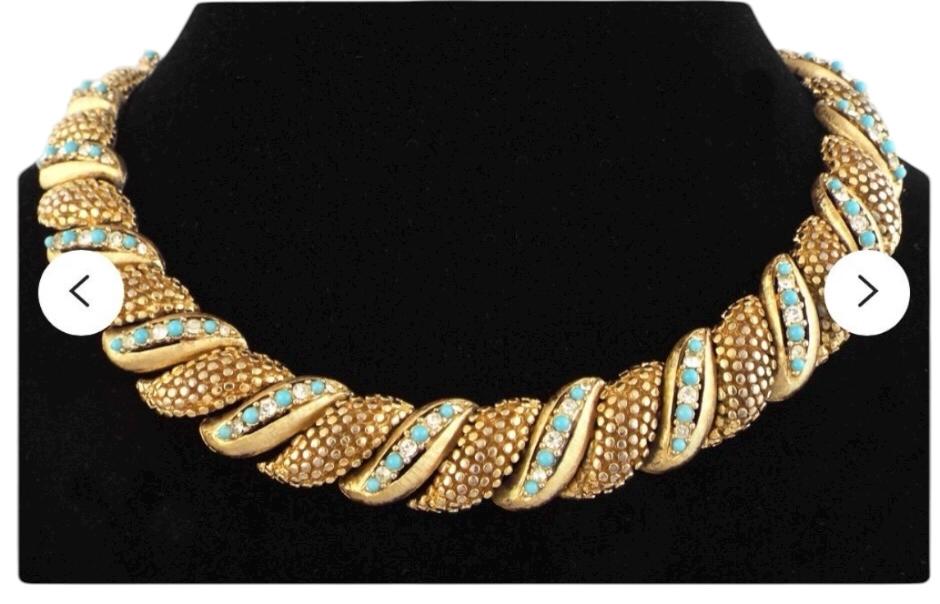Vintage MARCEL BOUCHER Multistone Gold Tone Choker Necklace Circa 1960s