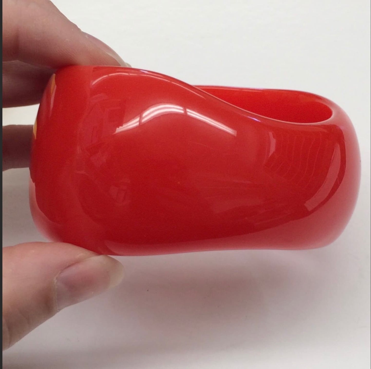 1960 Apple Juice BAKELITE ?semi transparent with a snakelike pattern  Bangle and Red Acylic Resin bangle