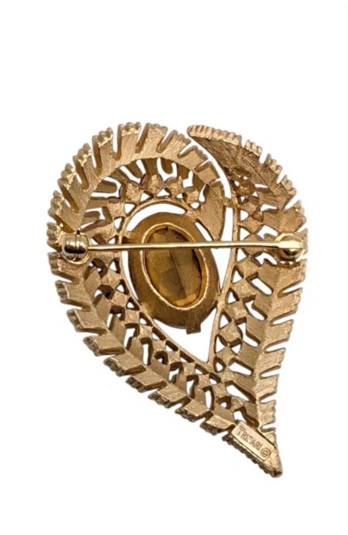Gorgeous Vintage CROWN TRIFARI Rhinestone Brooch