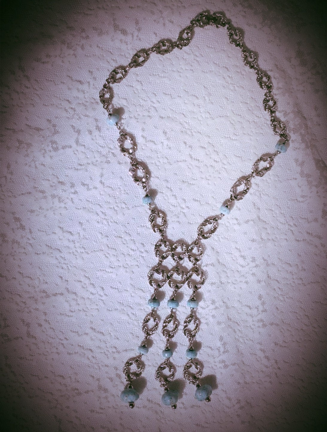 Beautiful Ocean blue Glass "Stone" necklace