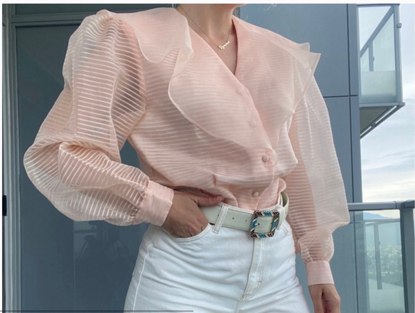 Vintage 1950s Pink Blouse, 50s Pink Blouse,M