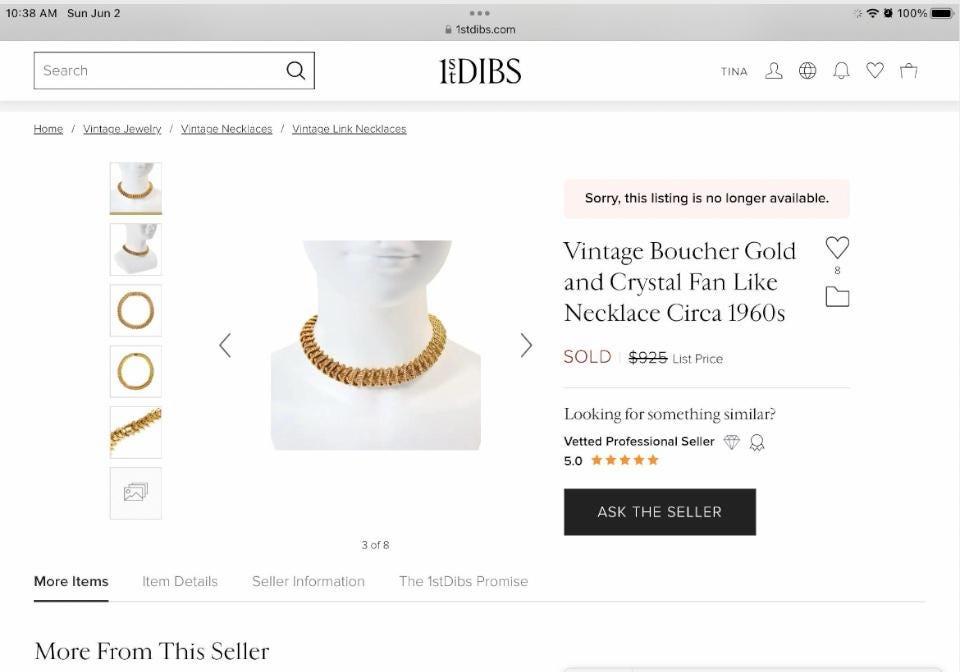 Vintage MARCEL BOUCHER Multistone Gold Tone Choker Necklace Circa 1960s