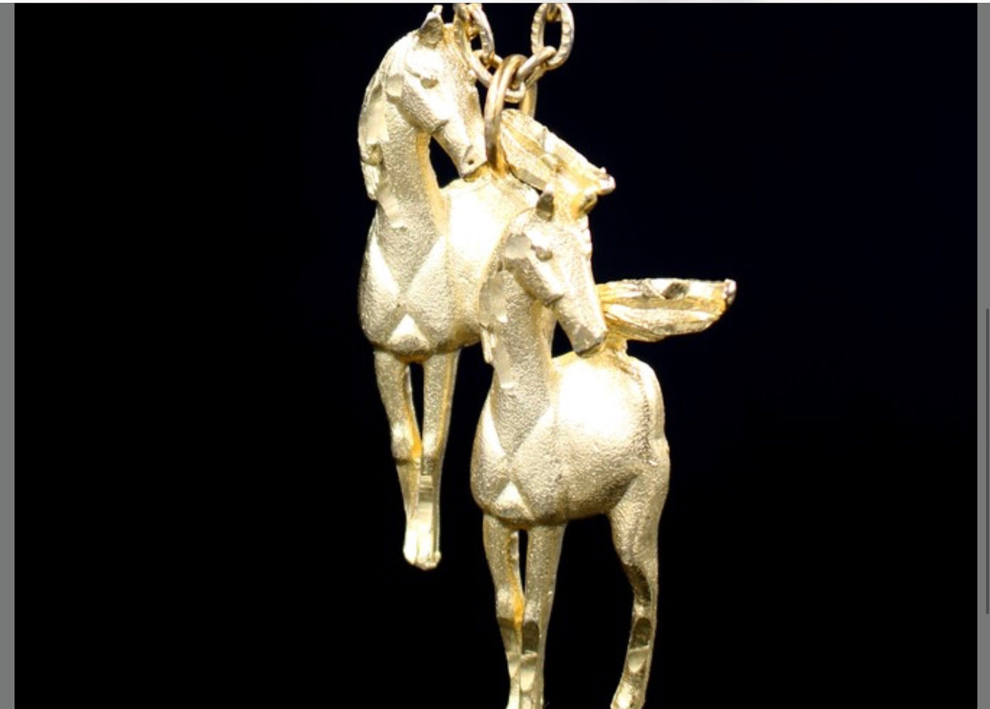 Vintage Horse Equestrian Figural Couple Pendant Necklace Chain