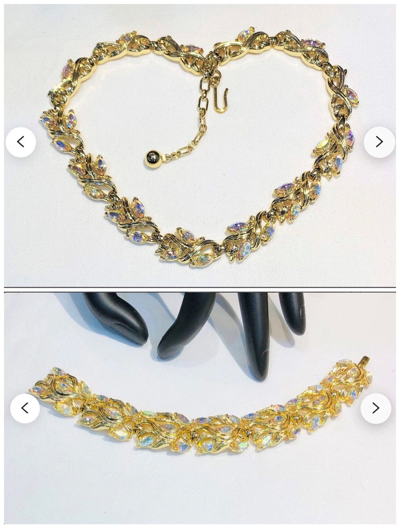 Wonderful Vintage Crown Trifari Marquise AB Rhinestone Suite