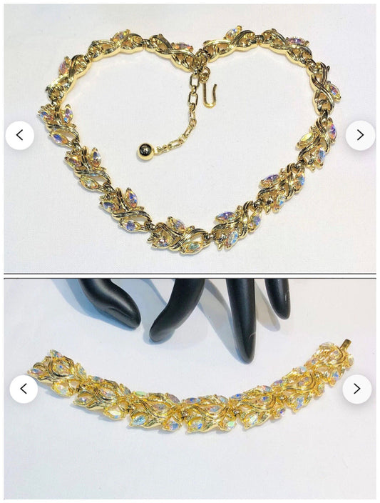 Wonderful Vintage Crown Trifari Marquise AB Rhinestone Suite