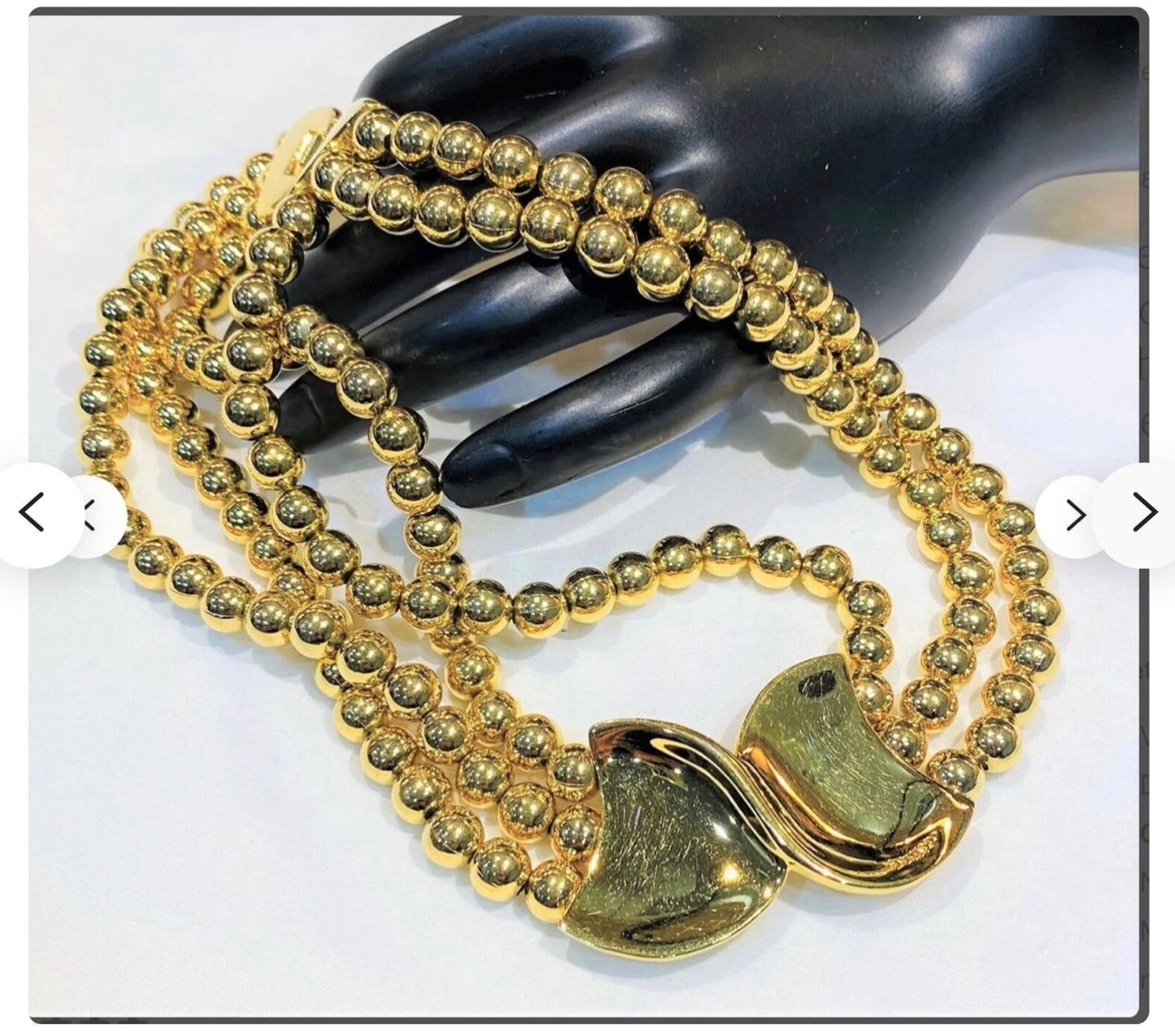Superb Heavy NAPIER BOW  Gold Metal Bib Collar Choker Necklace