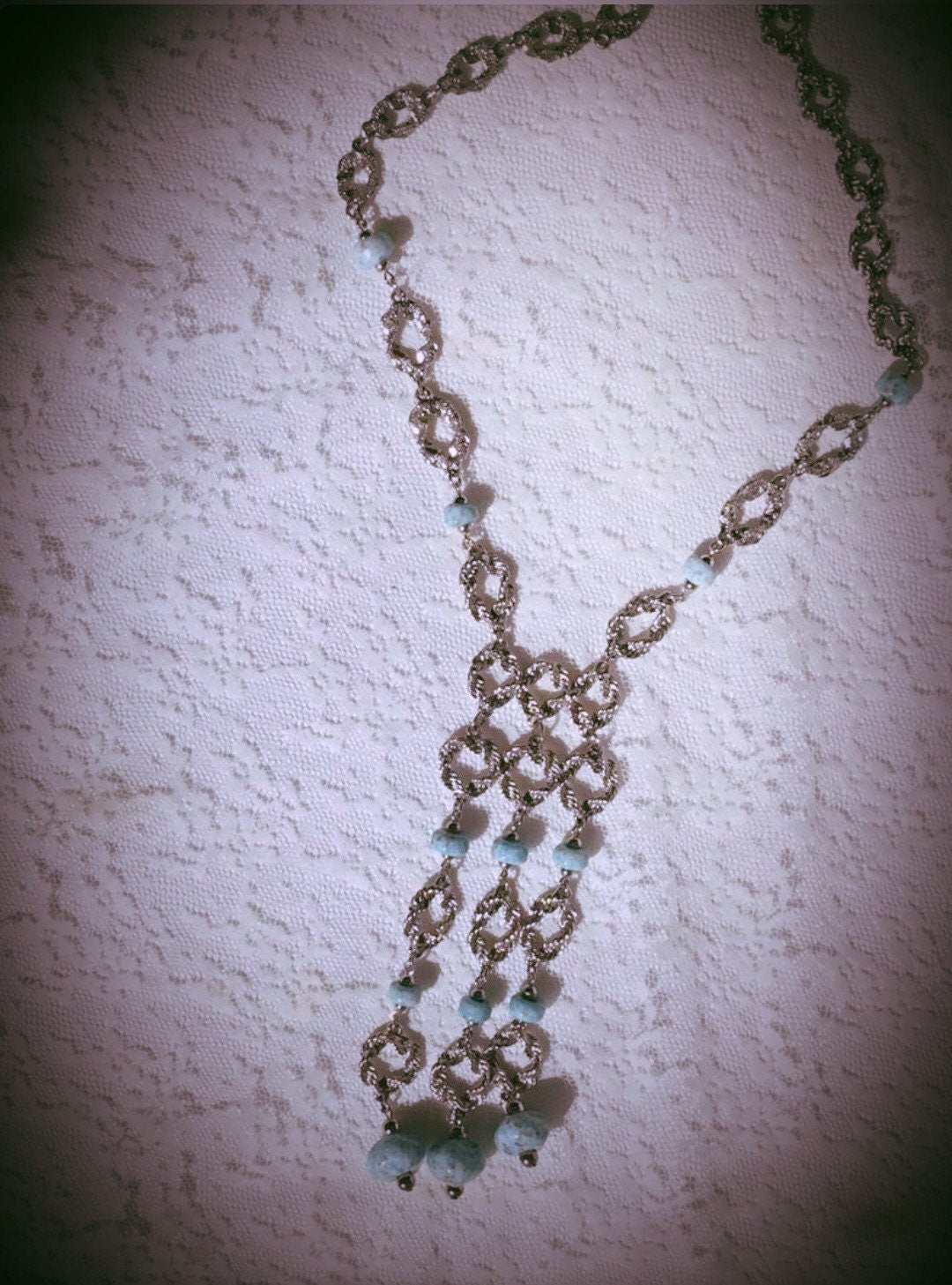Beautiful Ocean blue Glass "Stone" necklace