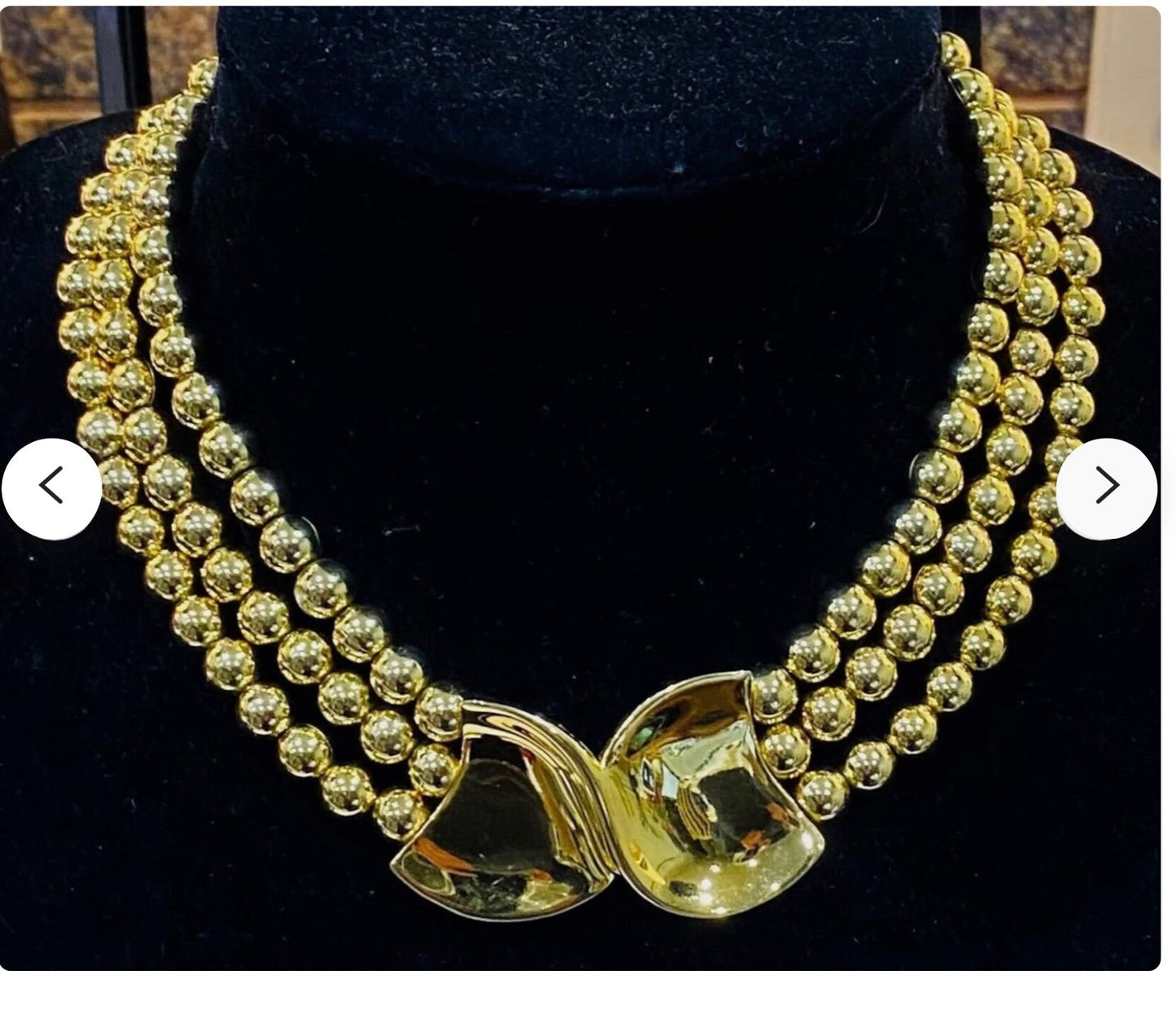 Superb Heavy NAPIER BOW  Gold Metal Bib Collar Choker Necklace
