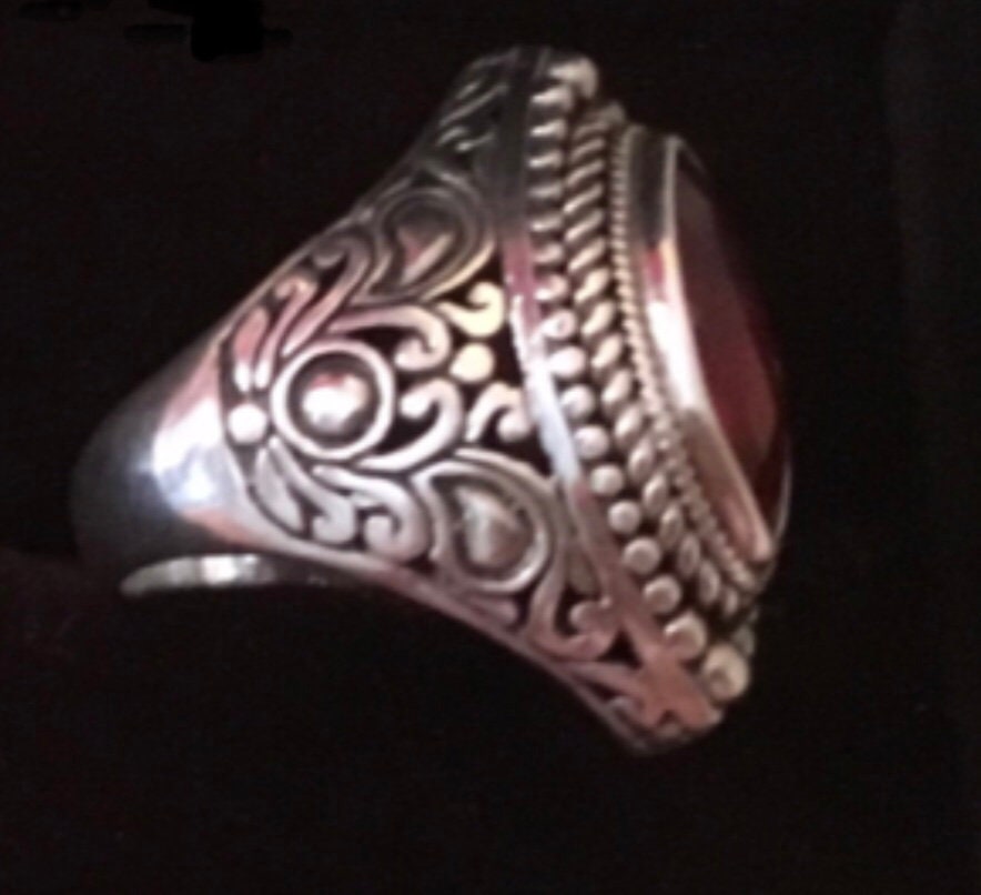 Rubellite Tourmaline Quartz Silver CZ Ring