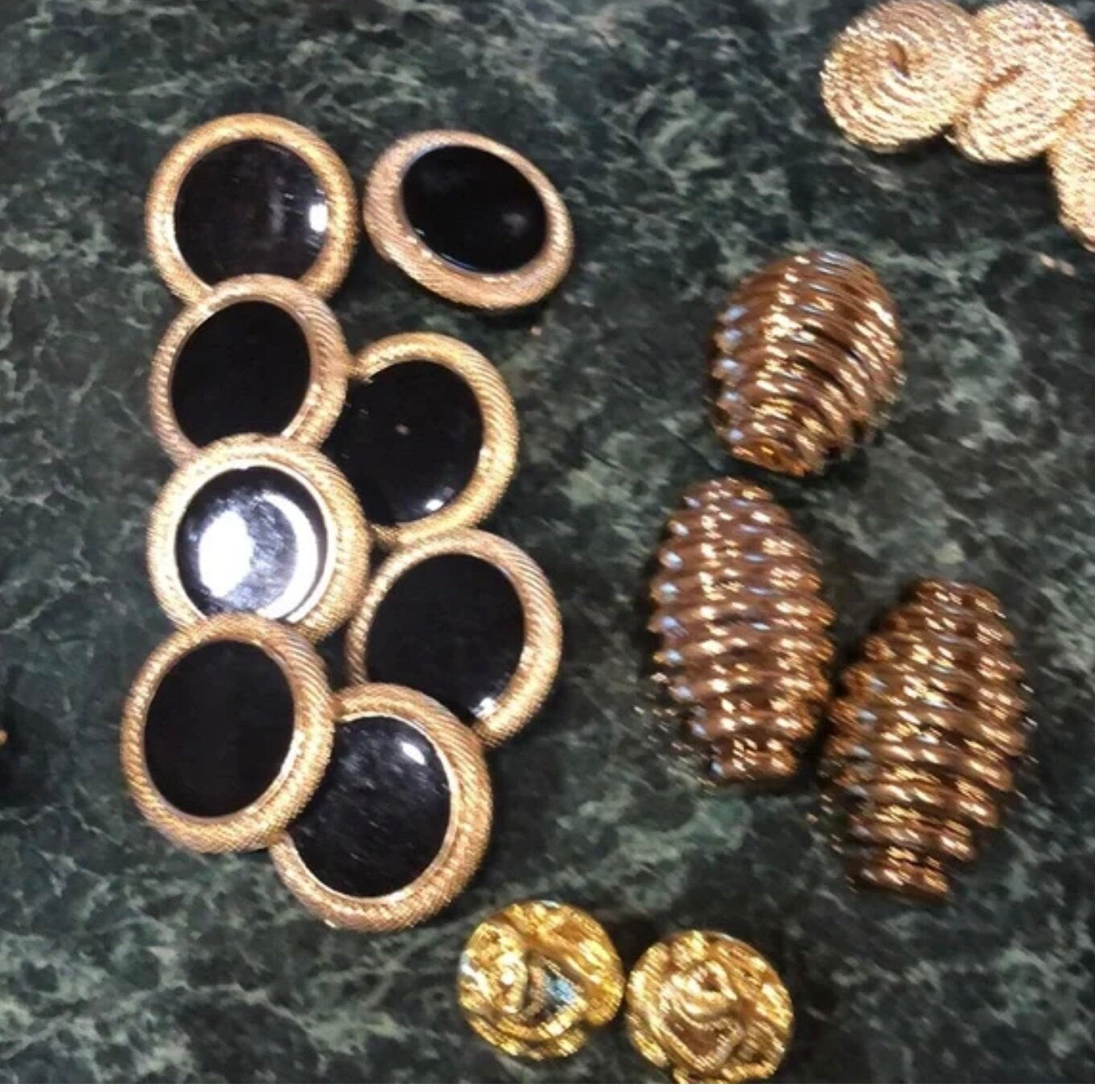 Lot of 200 Rare Vintage Old Metal, Rhinestone, Faux Pearl,Celluloid Buttons, Pretty Designs, Collectible Button Lot